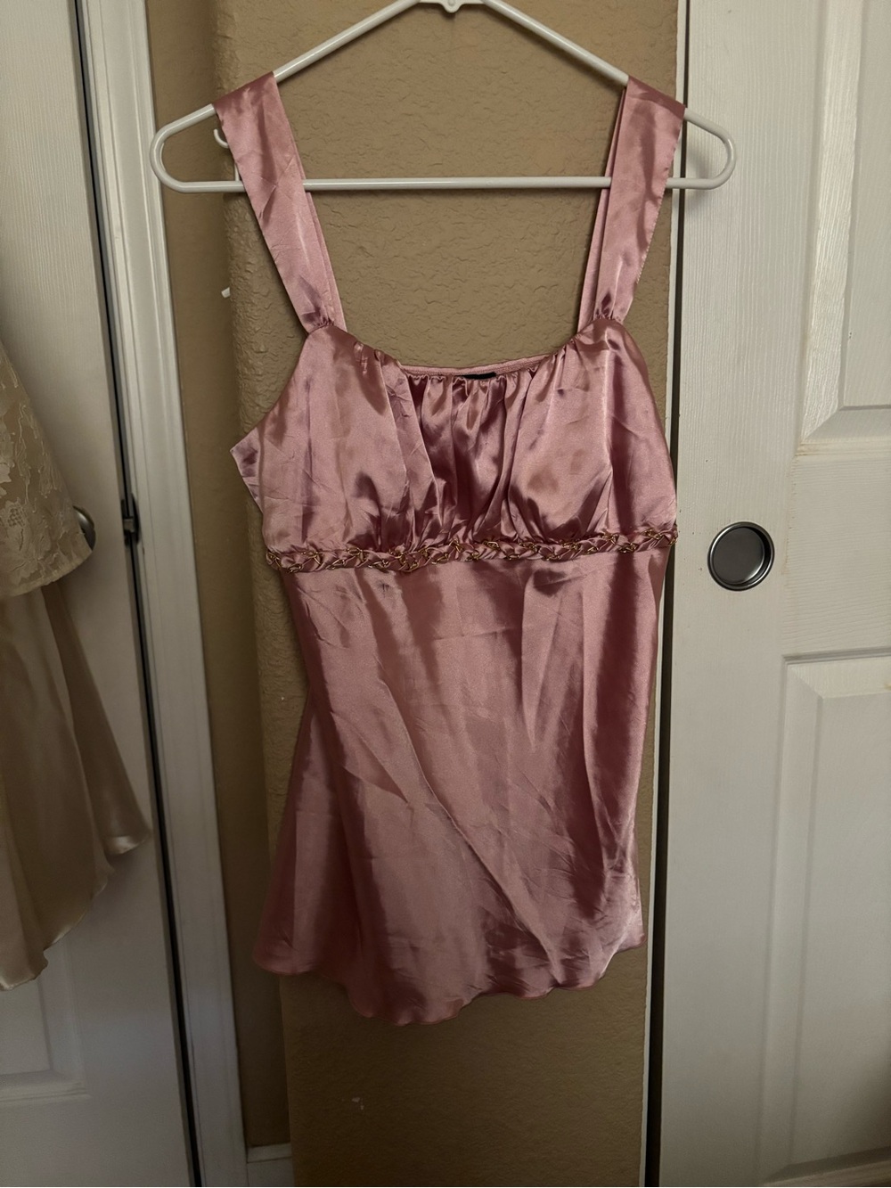 BCX Rose Pink Satin Empire-Style Chemise